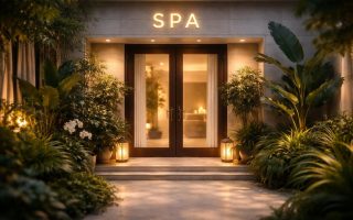 entree-spa-facade-moderne-plantes