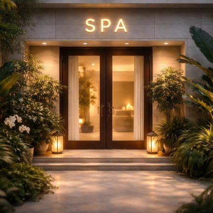 entree-spa-facade-moderne-plantes