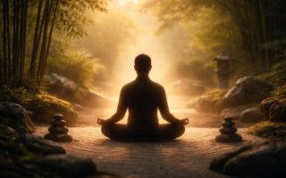 silhouette-meditation-jardin-zen-tranquilite