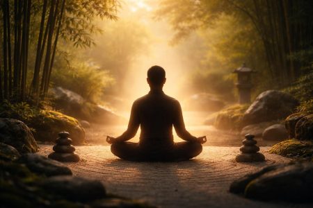 silhouette-meditation-jardin-zen-tranquilite