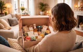 personne-dos-boite-surprise-salon-moderne