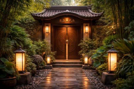 porte-spa-design-asiatique-plantes