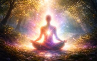 silhouette-meditation-aura-lumiere-arbres