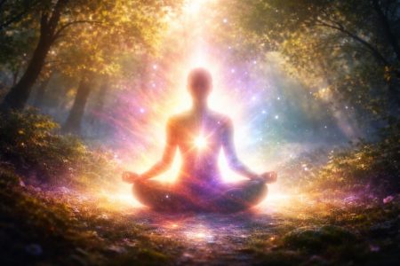 silhouette-meditation-aura-lumiere-arbres