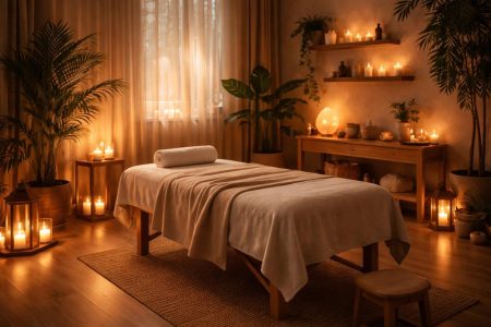espace-massage-lumiere-bougies-plantes