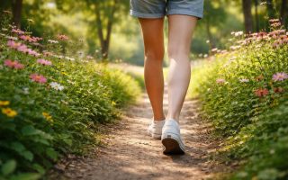 jambes-marche-parc-fleurs-colorées