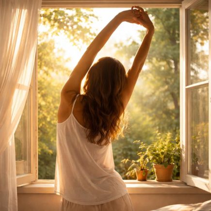 personne-etirement-fenetre-lumiere-matin