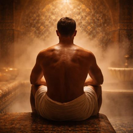 homme-hammam-vapeur-mosaique-colorée