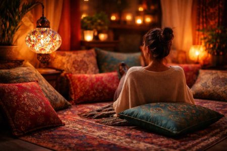interieur-oriental-tapis-lampe-coussins