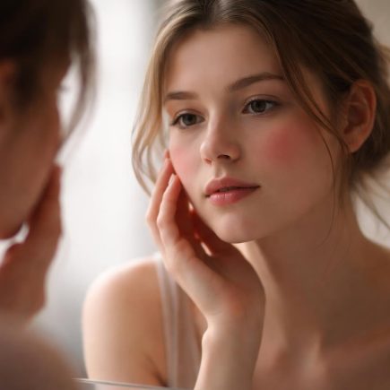 personne-reflet-miroir-visage-teint-rose