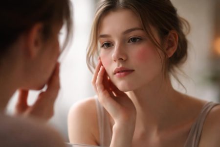 personne-reflet-miroir-visage-teint-rose