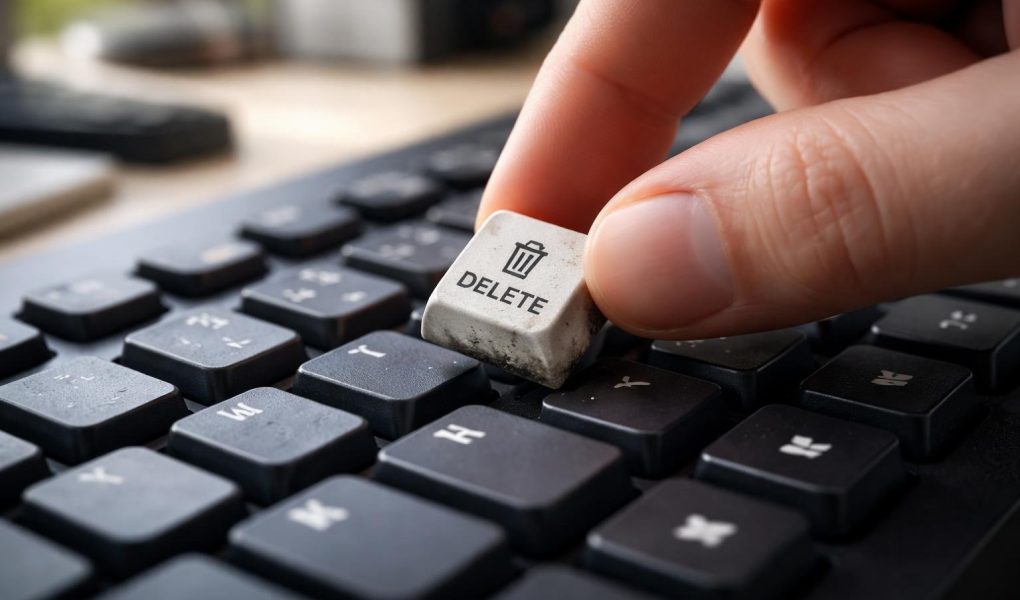 doigt-touche-clavier-bureau-flou